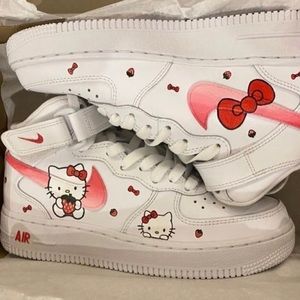 Hello kitty Air Force 1 mid women’s shoes Popular and Trendy!  PERFECT gift!